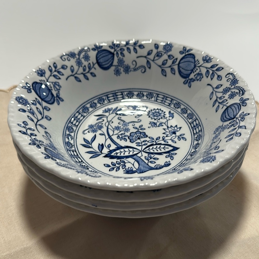 Wedgwood Blue Heritage Onion Floral Bowls